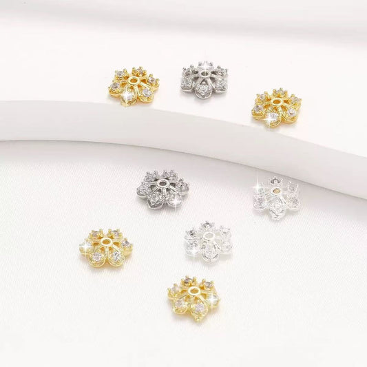 Zircon Flower Bead Cap / Floral Bead Spacer